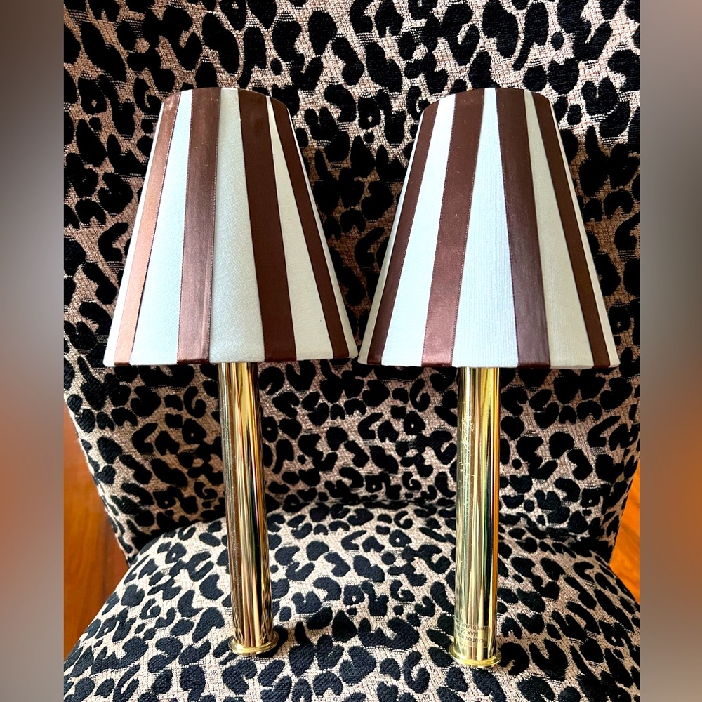 Henri Bendel Authentic Lamp Shade and Brass Stem Set
